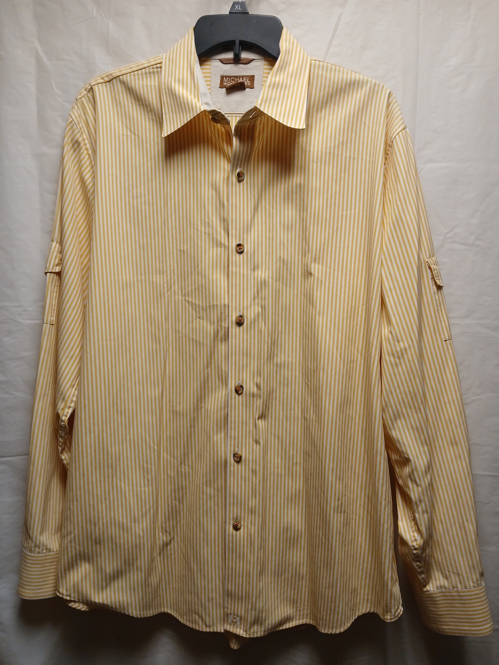 Michael Kors Men’s Yellow And White Stripe Dress Shirt
